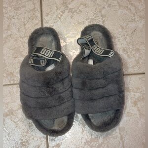UGG Charcoal Fluffy Slippers
